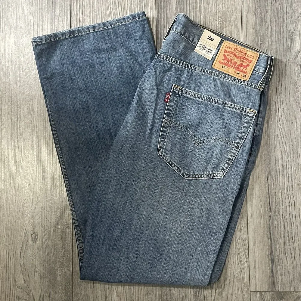 Levi's 527 Slim Fit Bootcut Jeans Men's 36x32 Blue Medium Wash Denim NEW